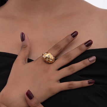 Gleaming Studded Gold Ring