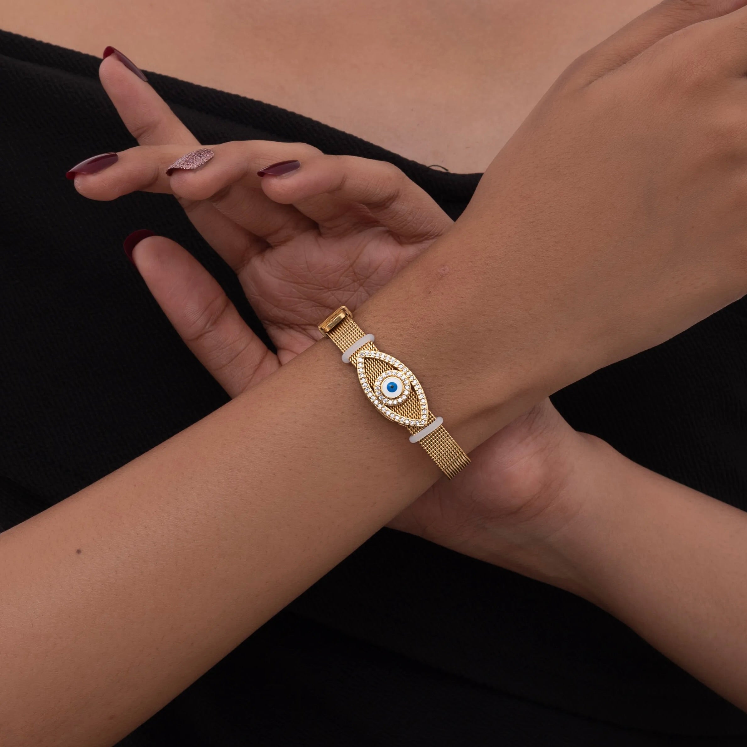 Studded Evil eye watch belt