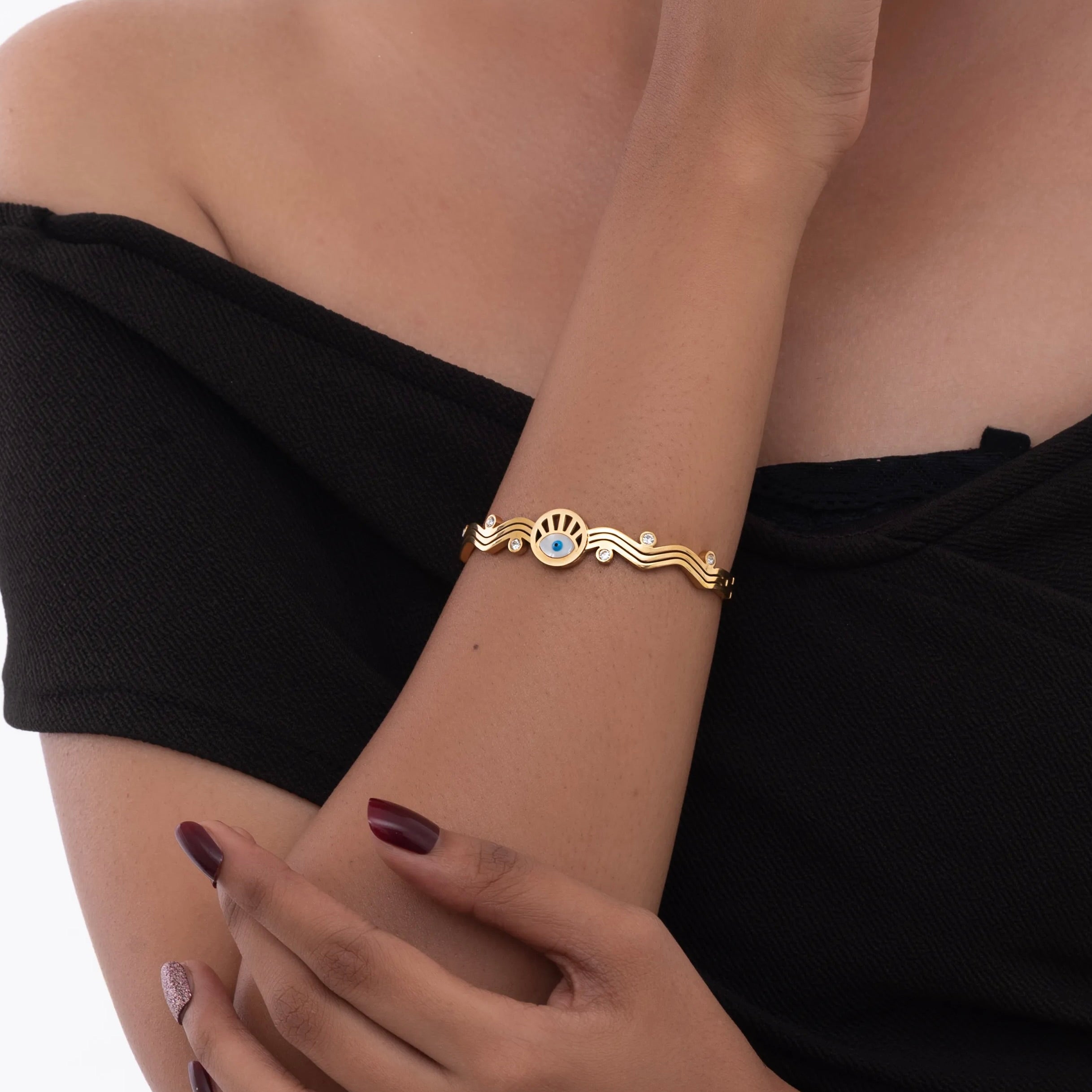 Chic Studded Evil Eye Bracelet