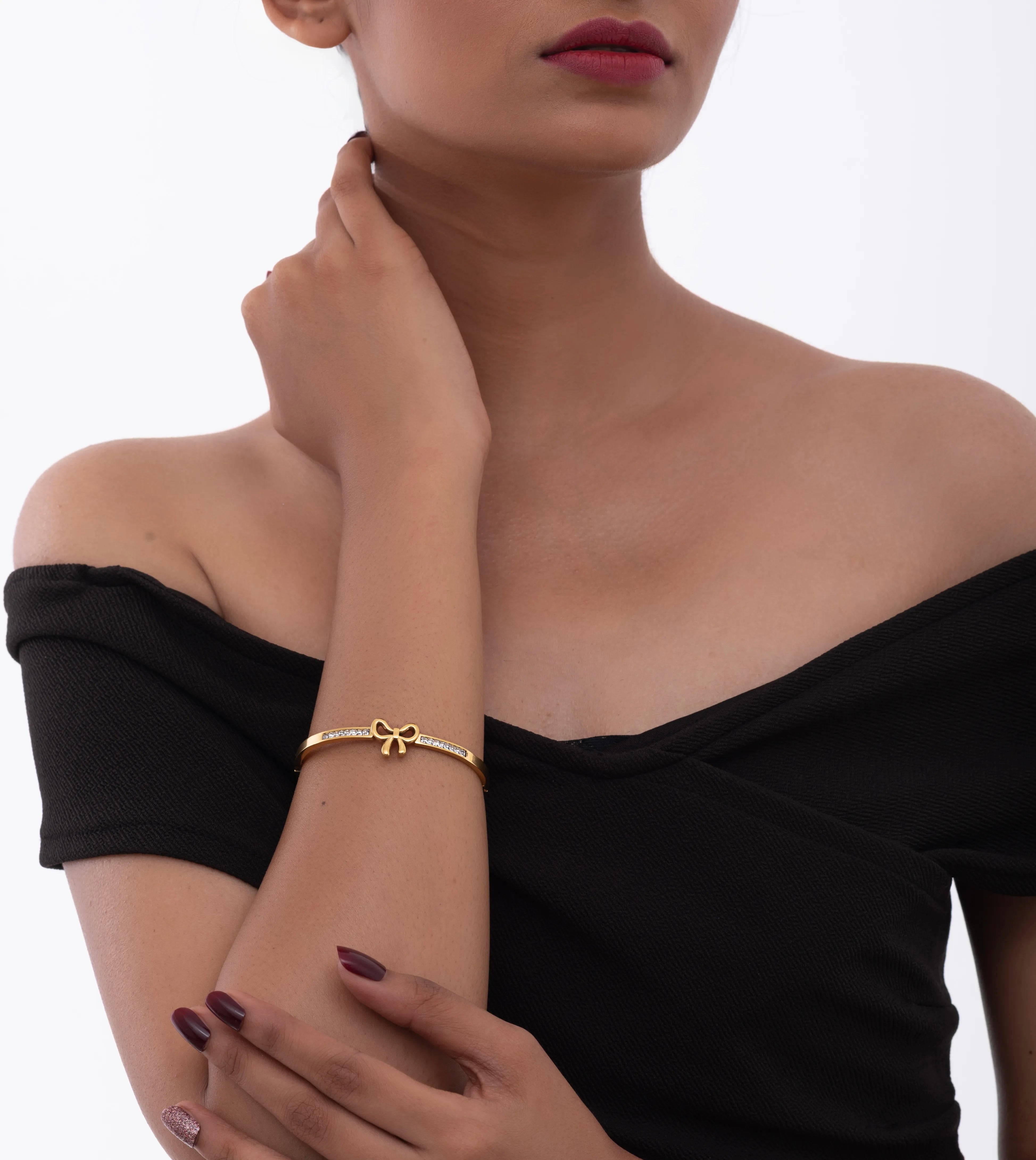 Stone-Studded Ribbon Bracelet