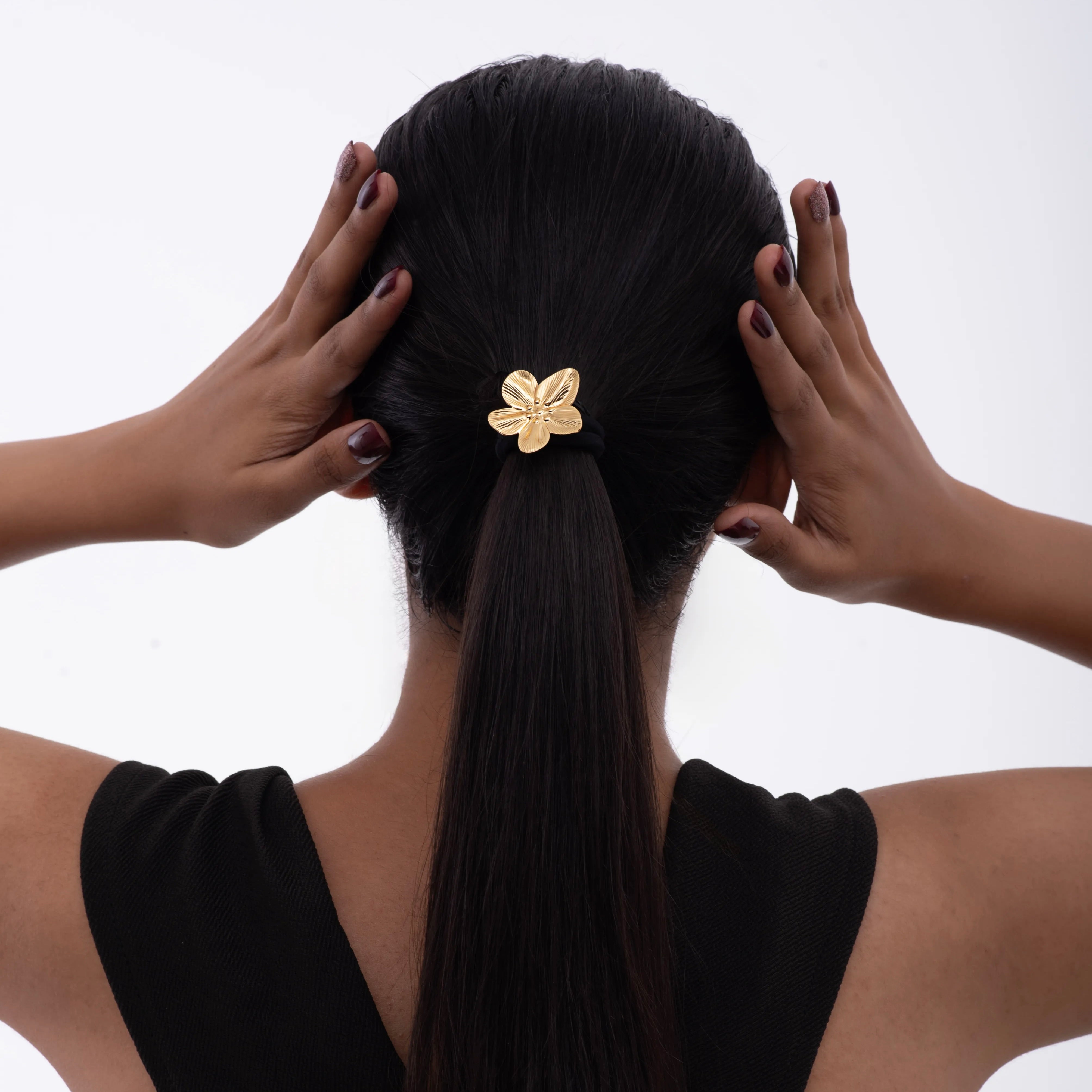 Striped Flower Design Hair Tie