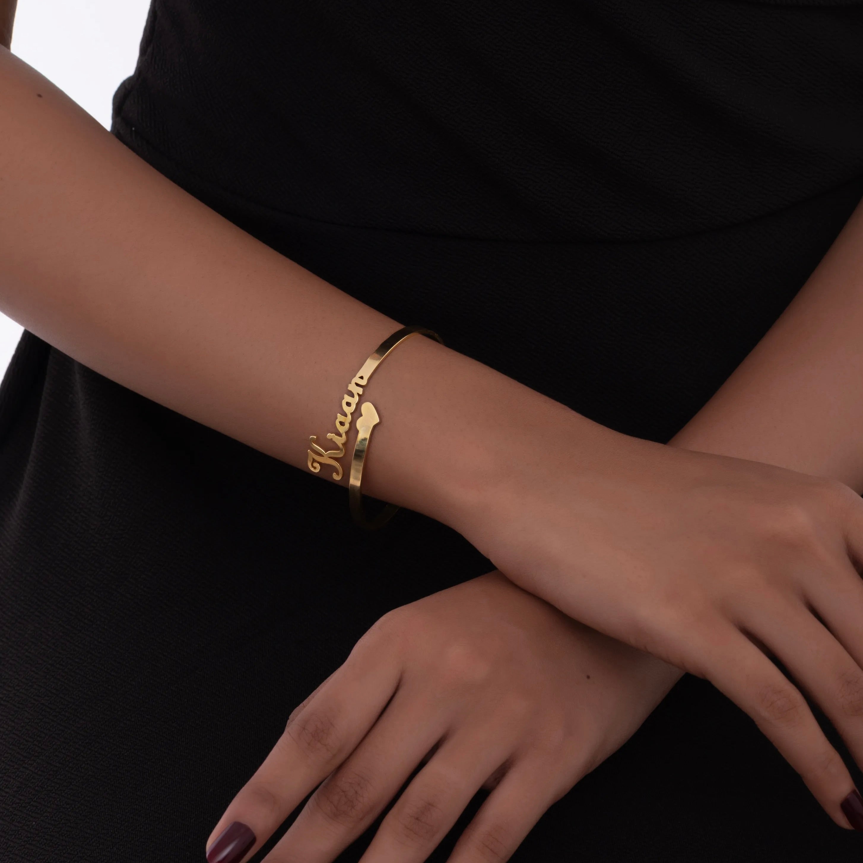 Personalized single name heart Cuff