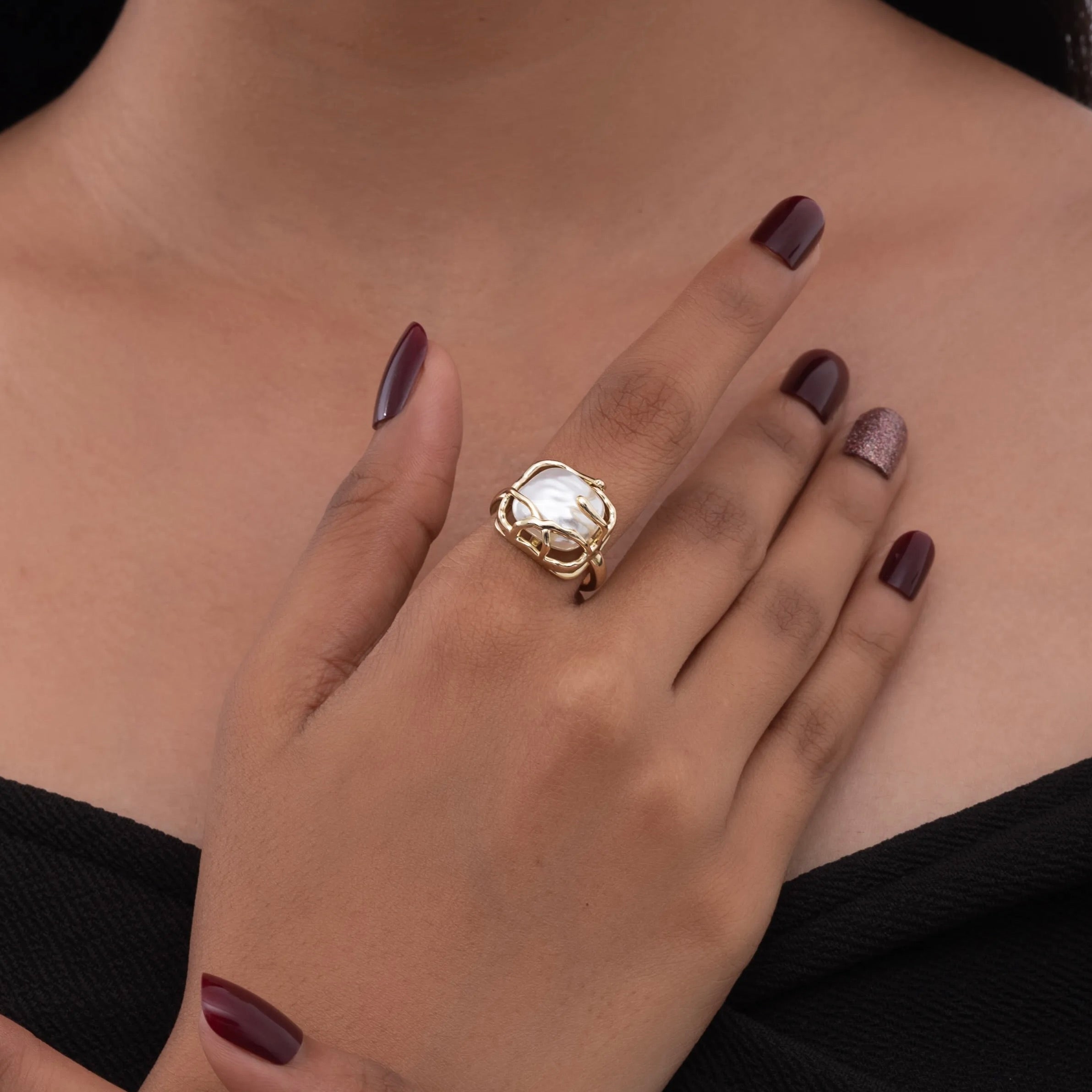 Luxe Single Pearl Stone Ring