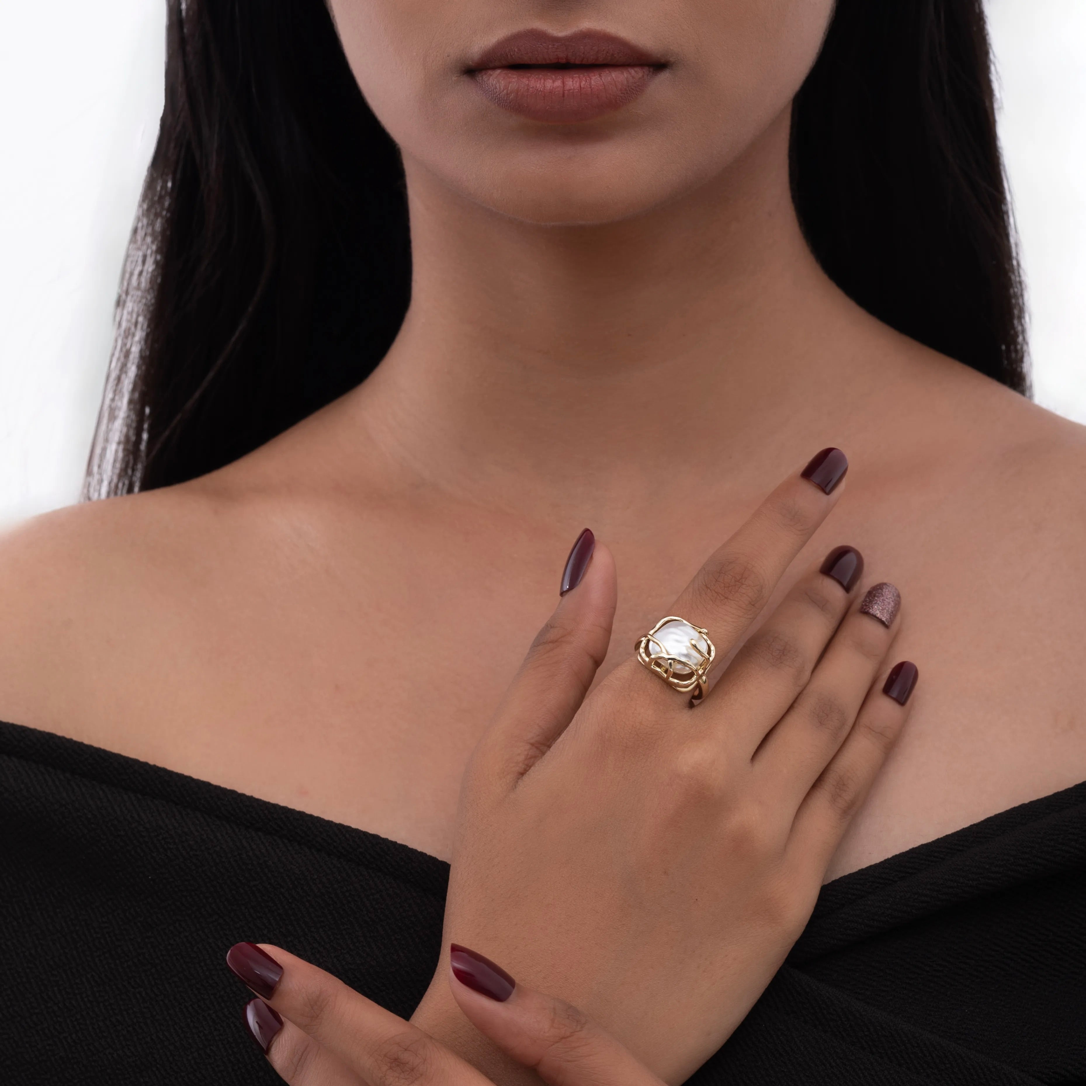 Luxe Single Pearl Stone Ring