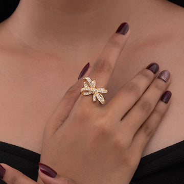 Chic Crystal Ribbon Ring