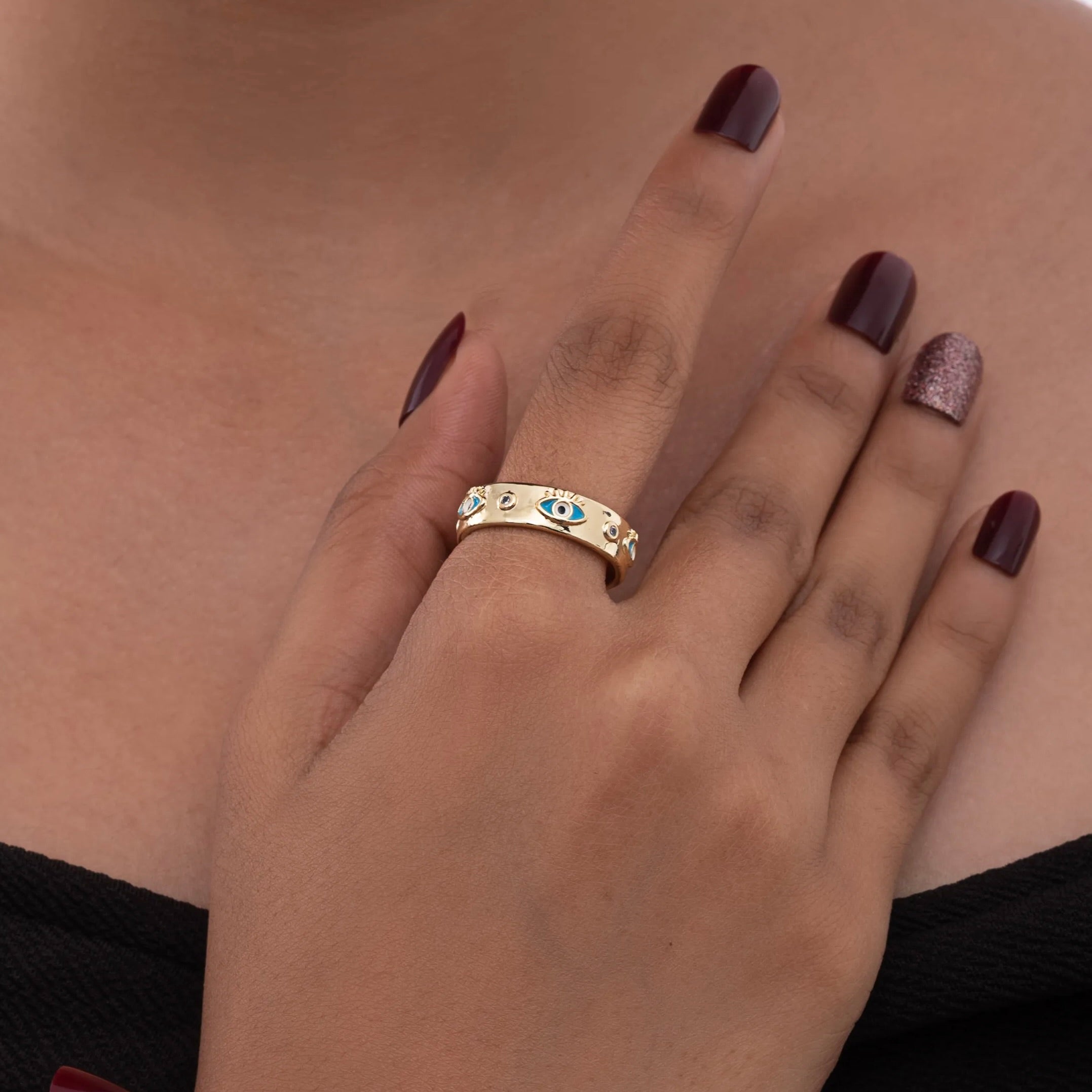 Evil Eye Statement Ring ( Blue )