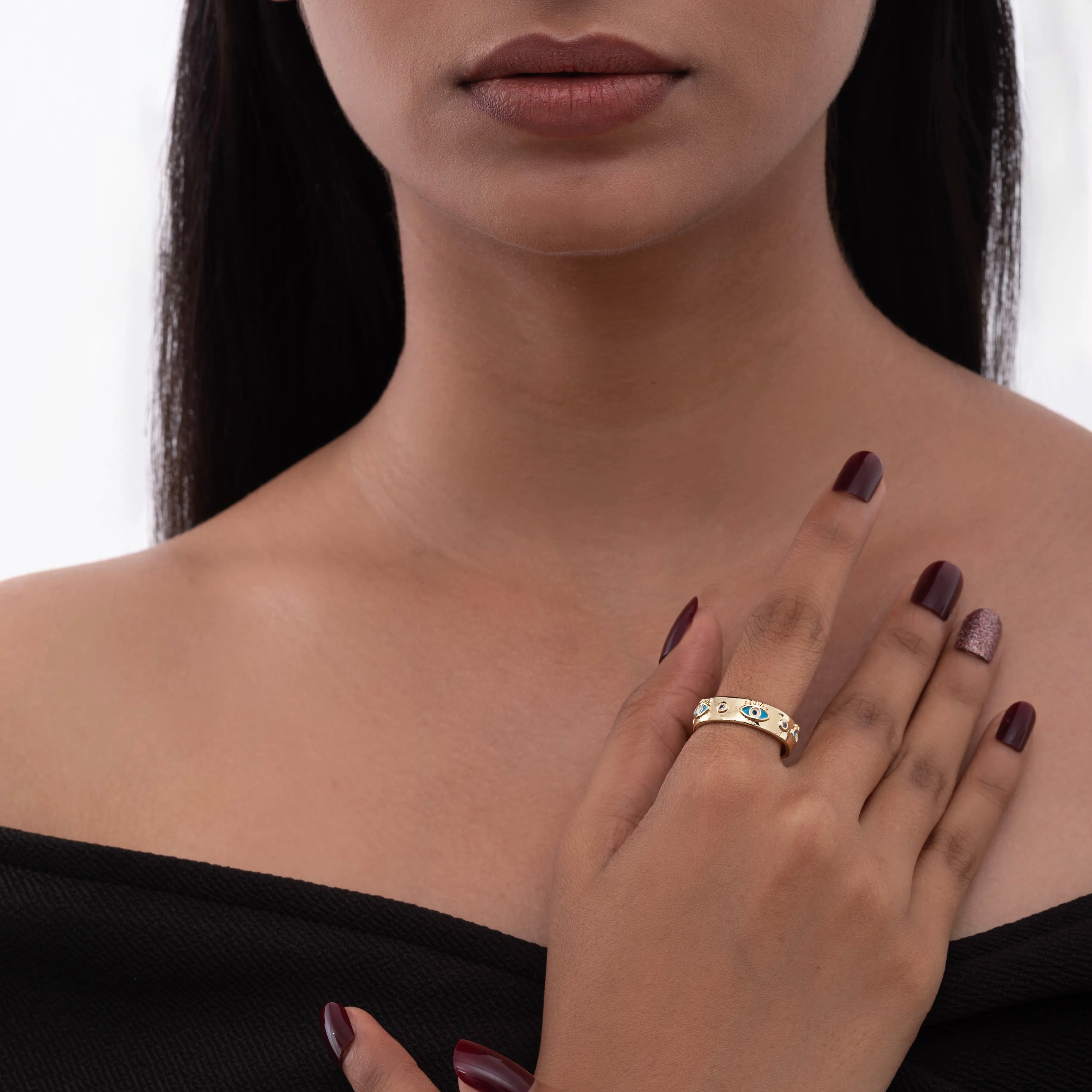Evil Eye Statement Ring ( Blue )