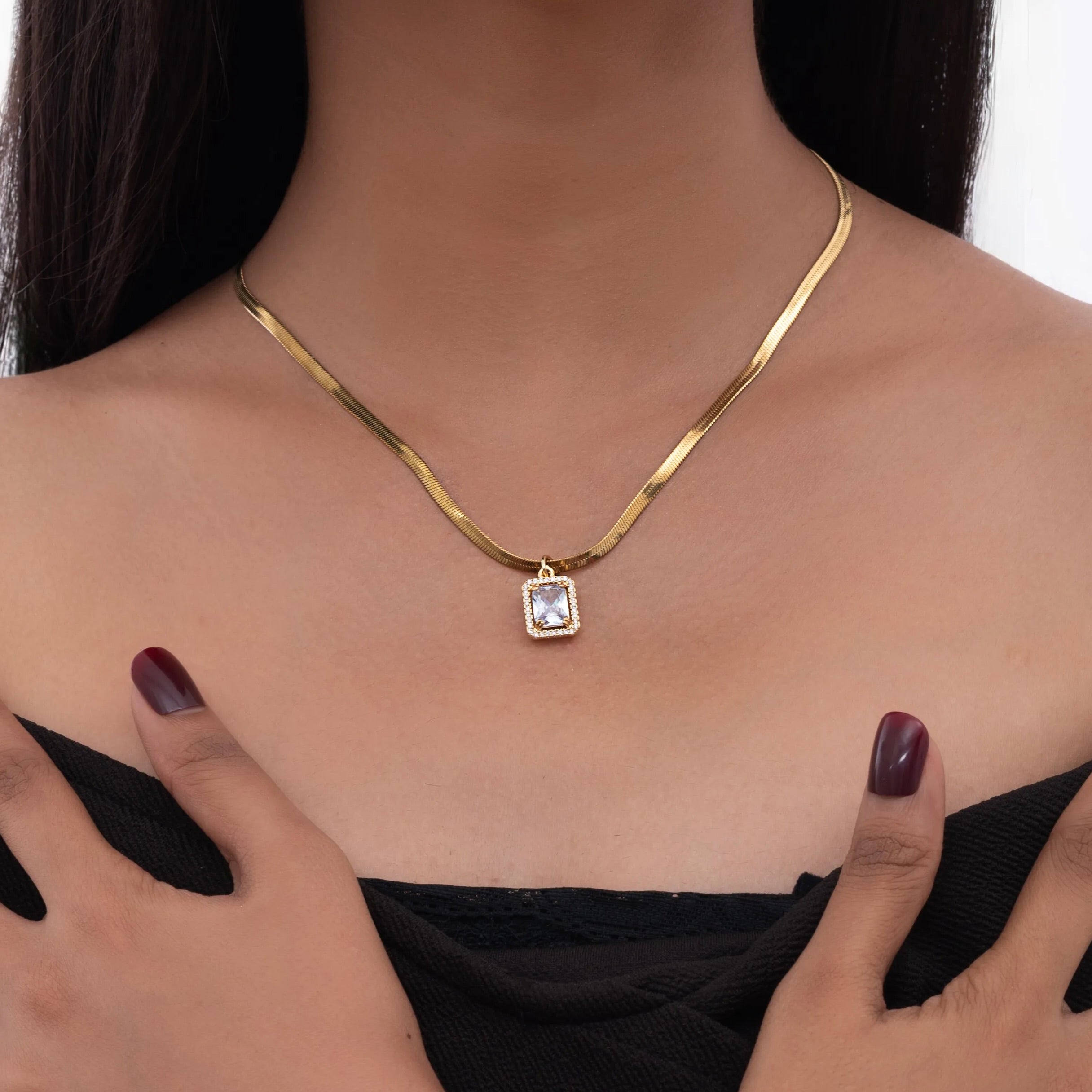 Rectangular Crystal Necklace