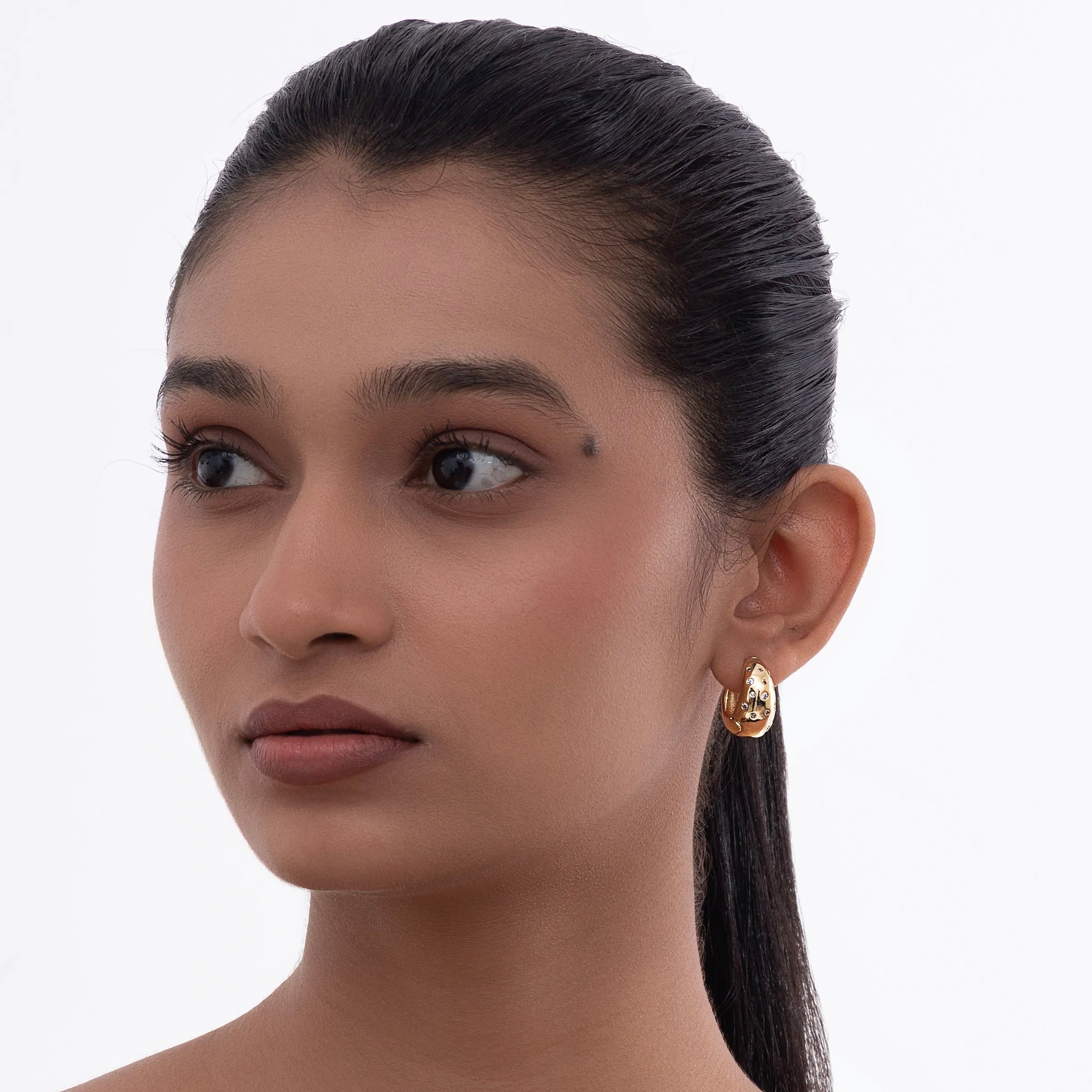 Semi-Studded Luxe Hoops