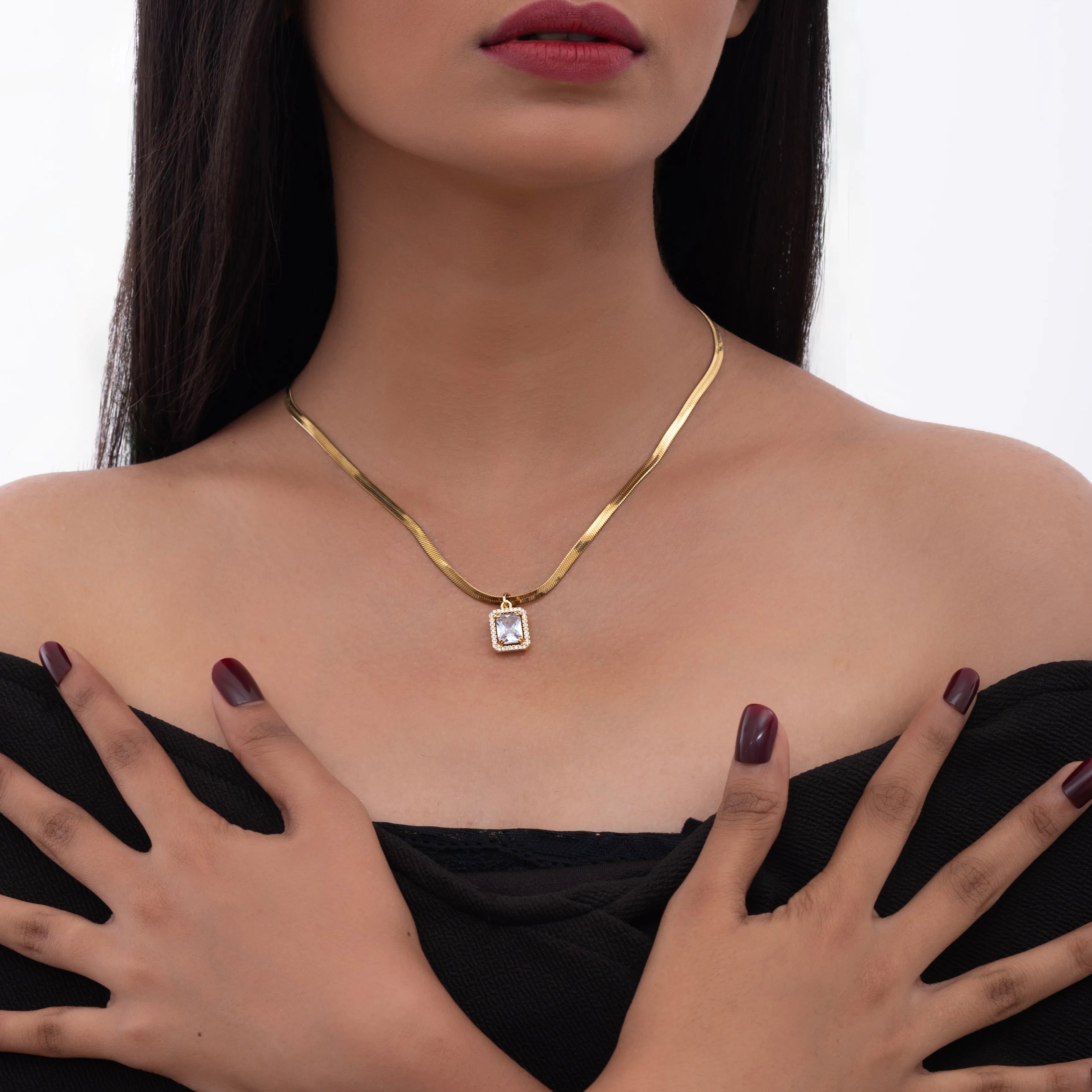 Rectangular Crystal Necklace