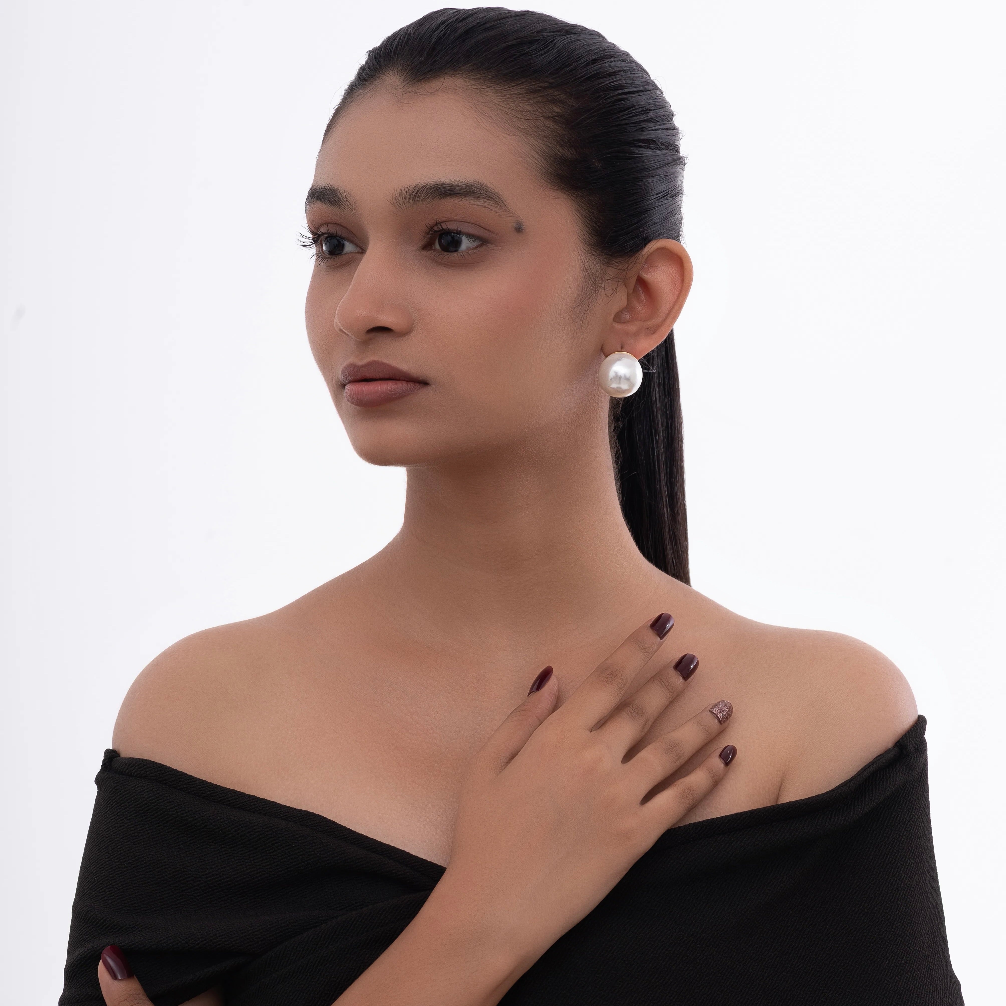 Classic White Pearl Oversized Earrings