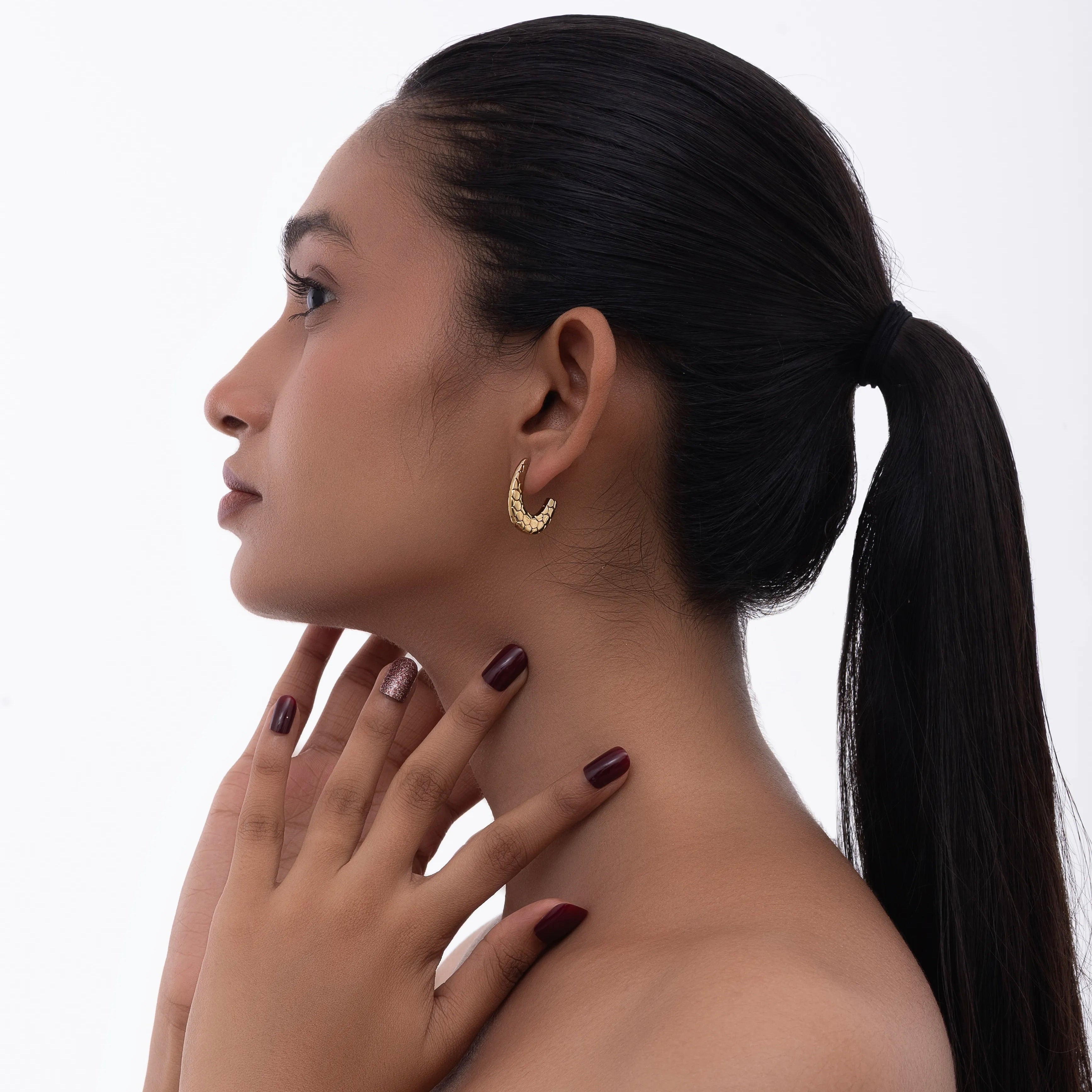 Textured Geometric Half Hoop Earrings