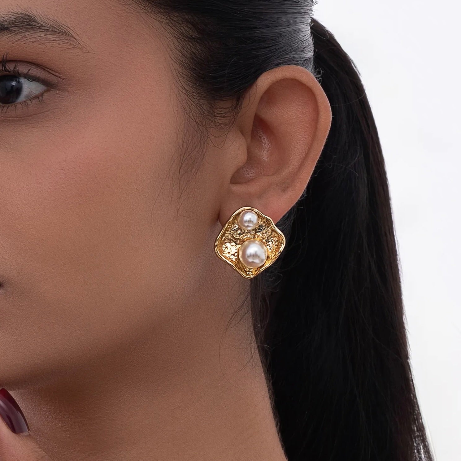 Golden Duo Pearl Earrings