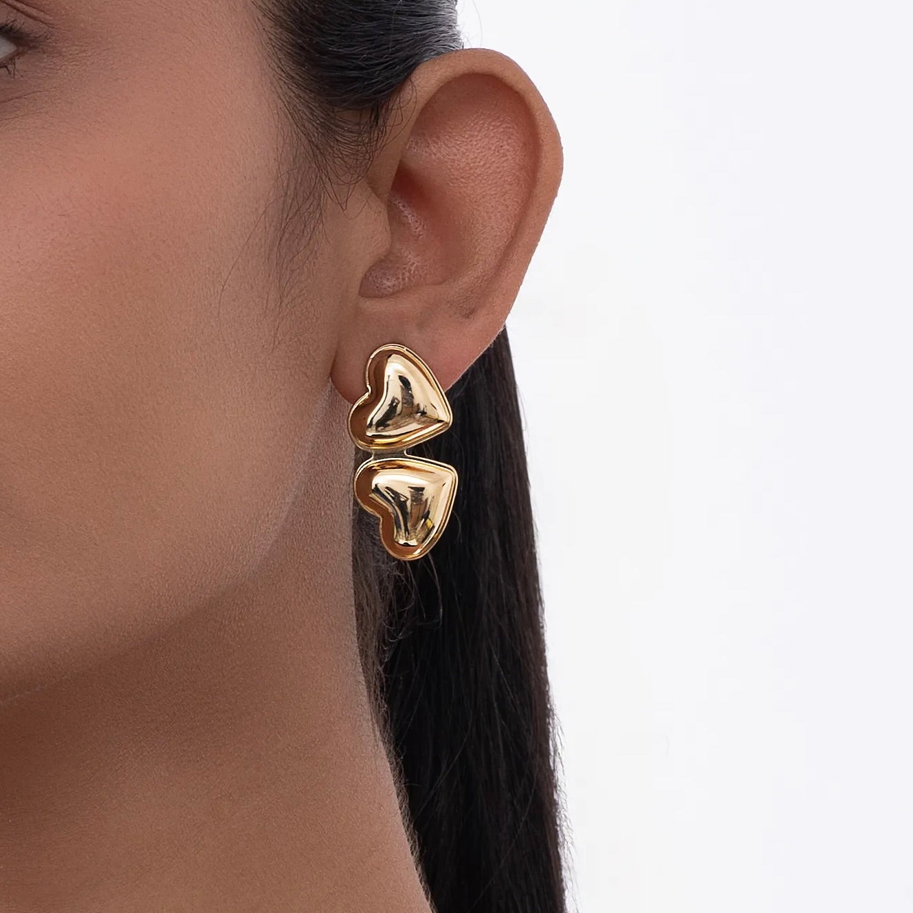 Twin Heart Dangling Earrings