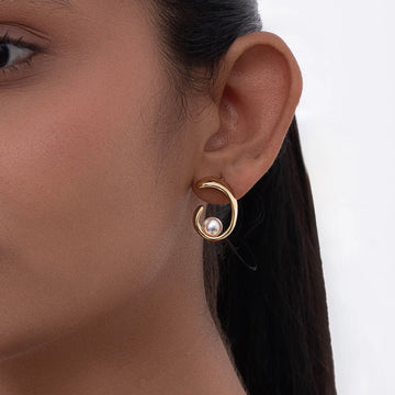 Pearl and Crescent Earrings