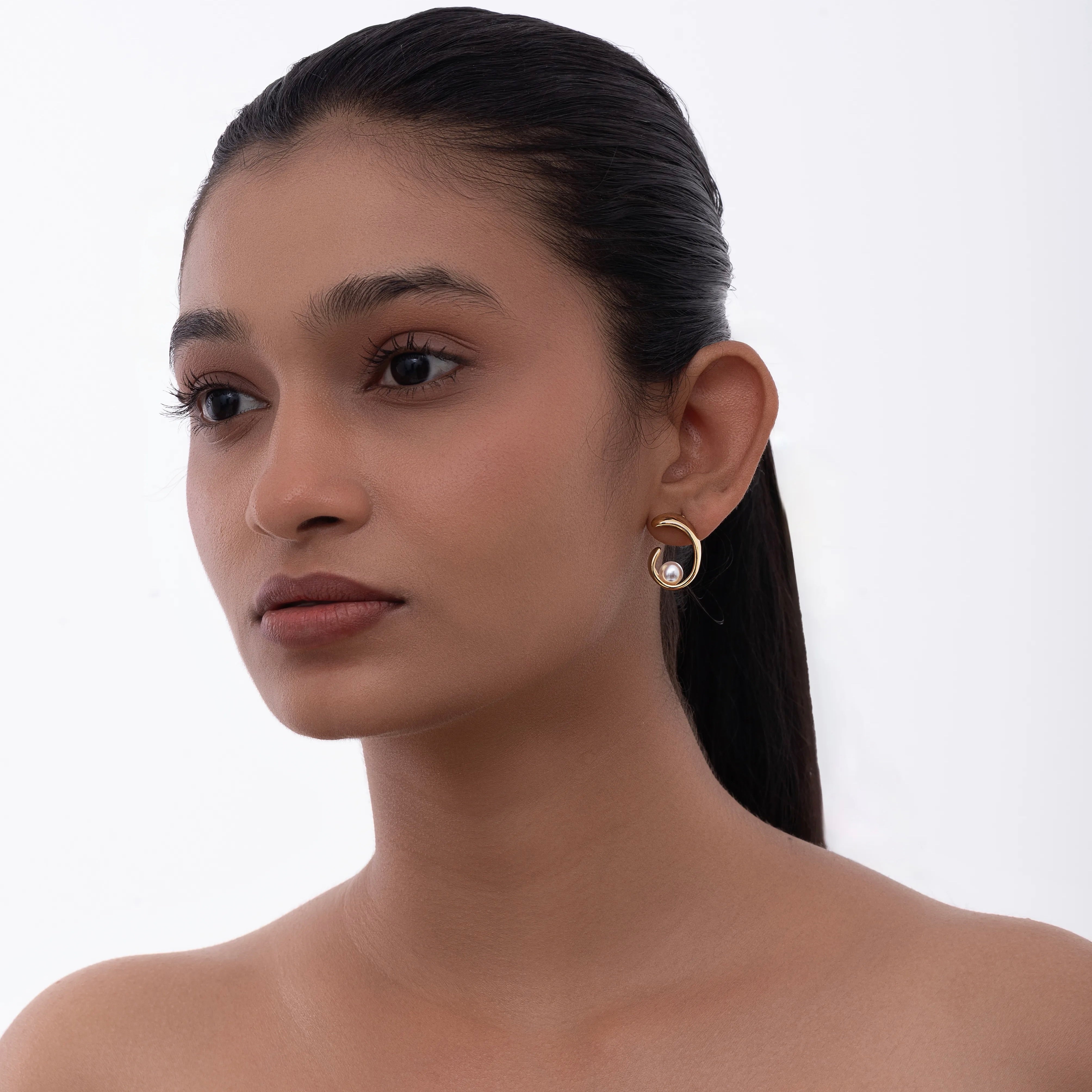 Pearl and Crescent Earrings
