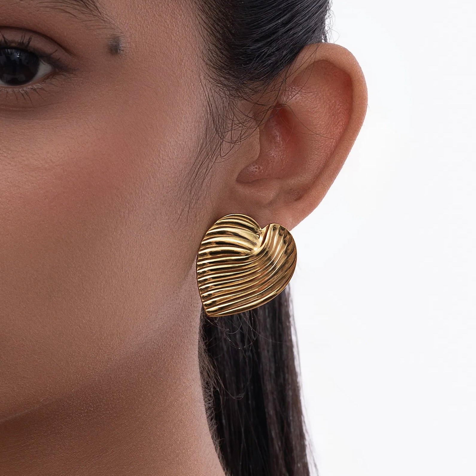 Striped Luxe Heart Earrings