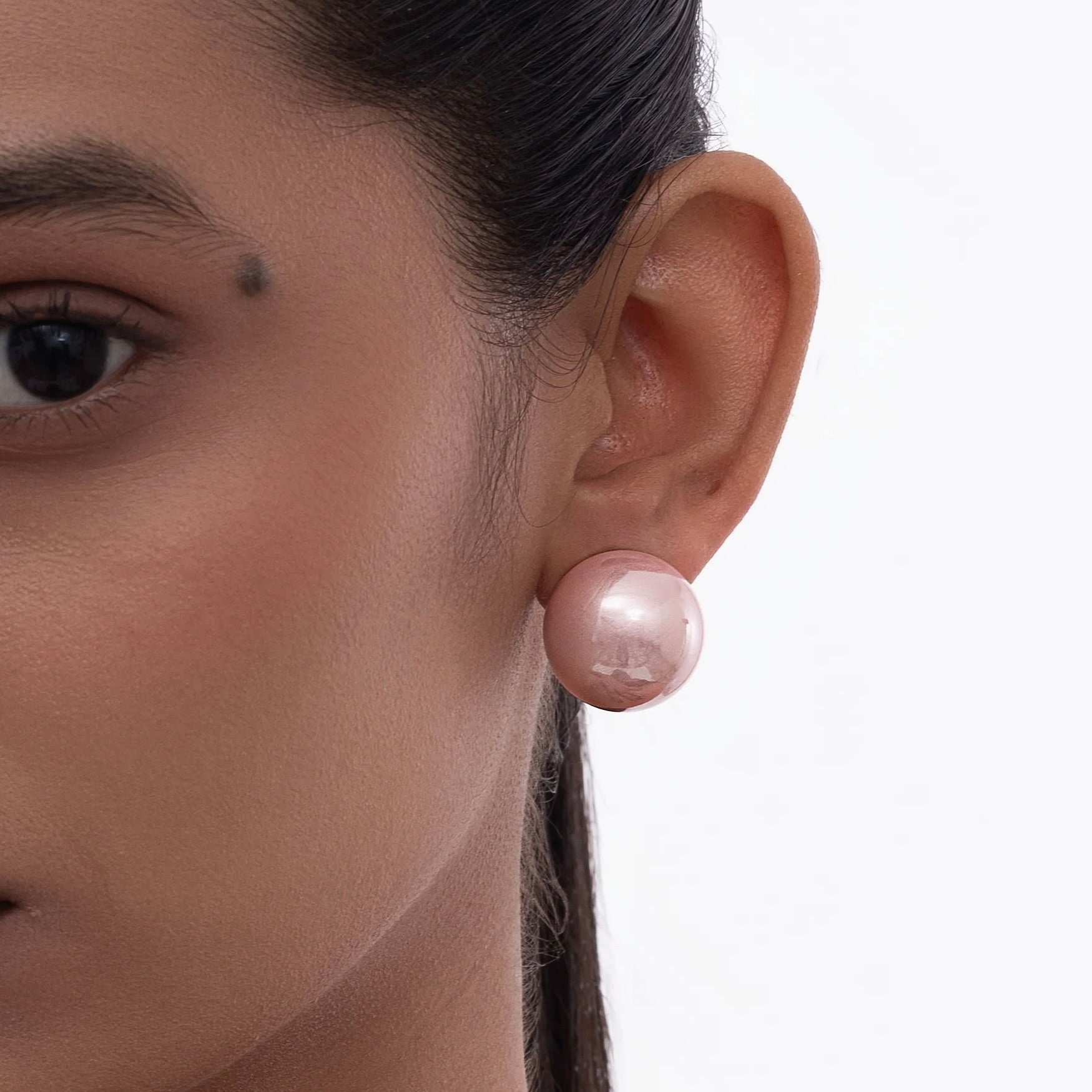 Peach Pearl Oversized Earrings