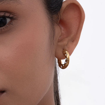Crystal-Studded Hoop Earrings