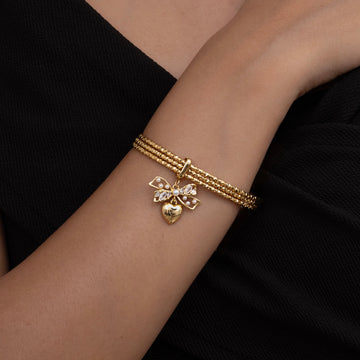 Triple Band Ribbon Heart Bangle