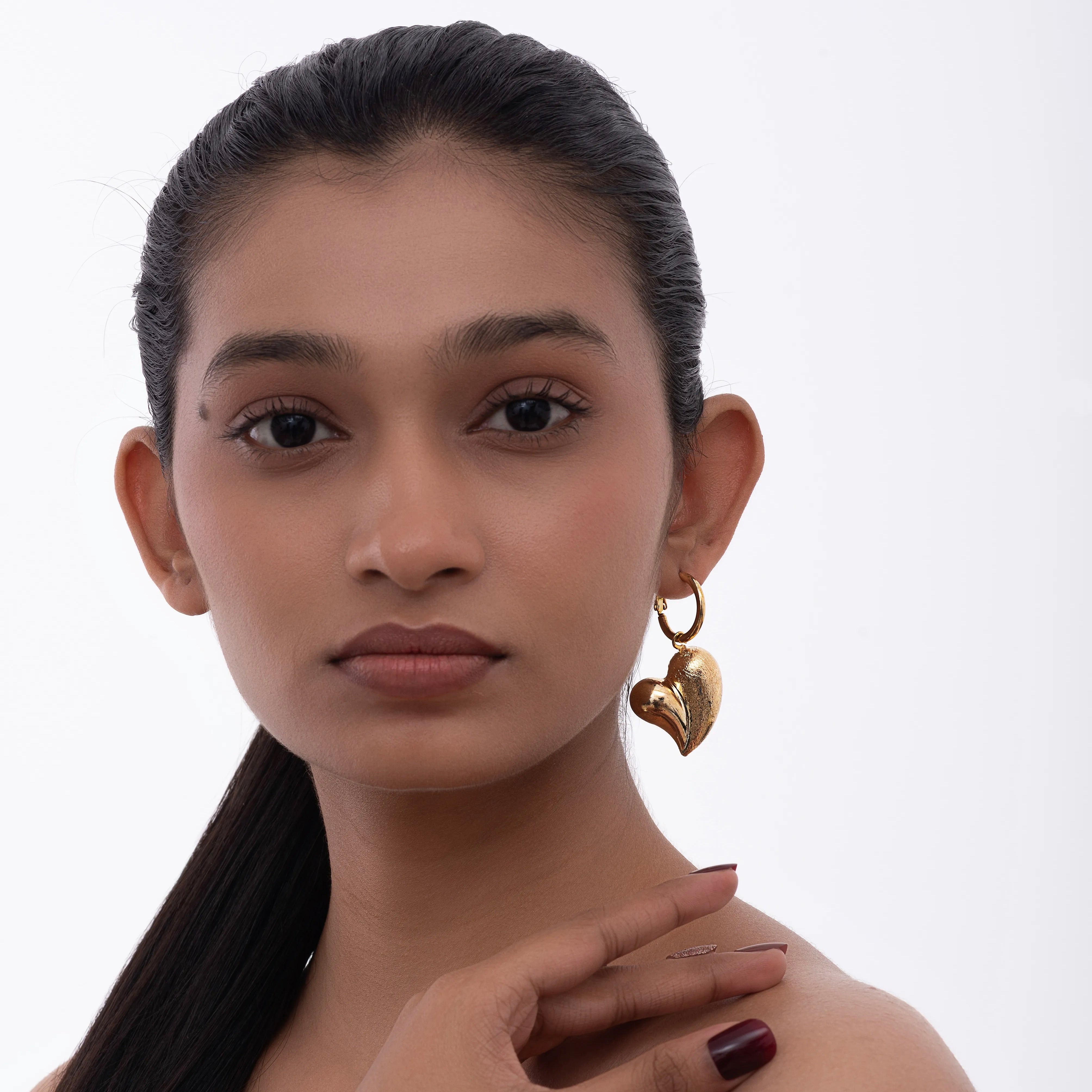 Gold Heart Danglers