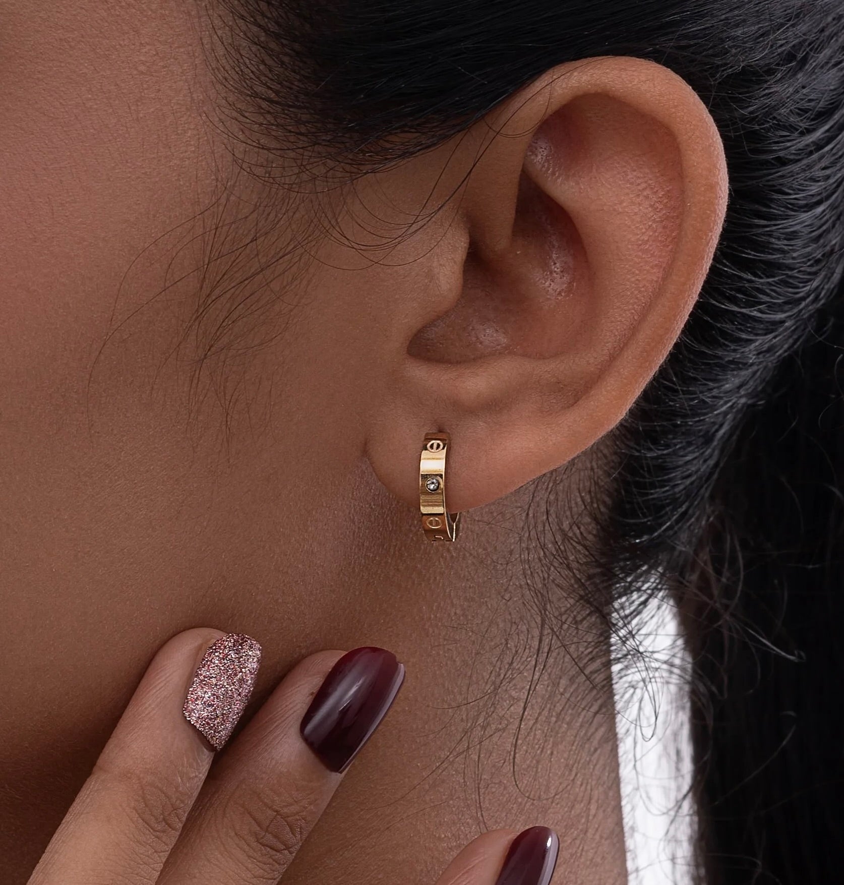 Statement Semi Studded Hoop Earrings
