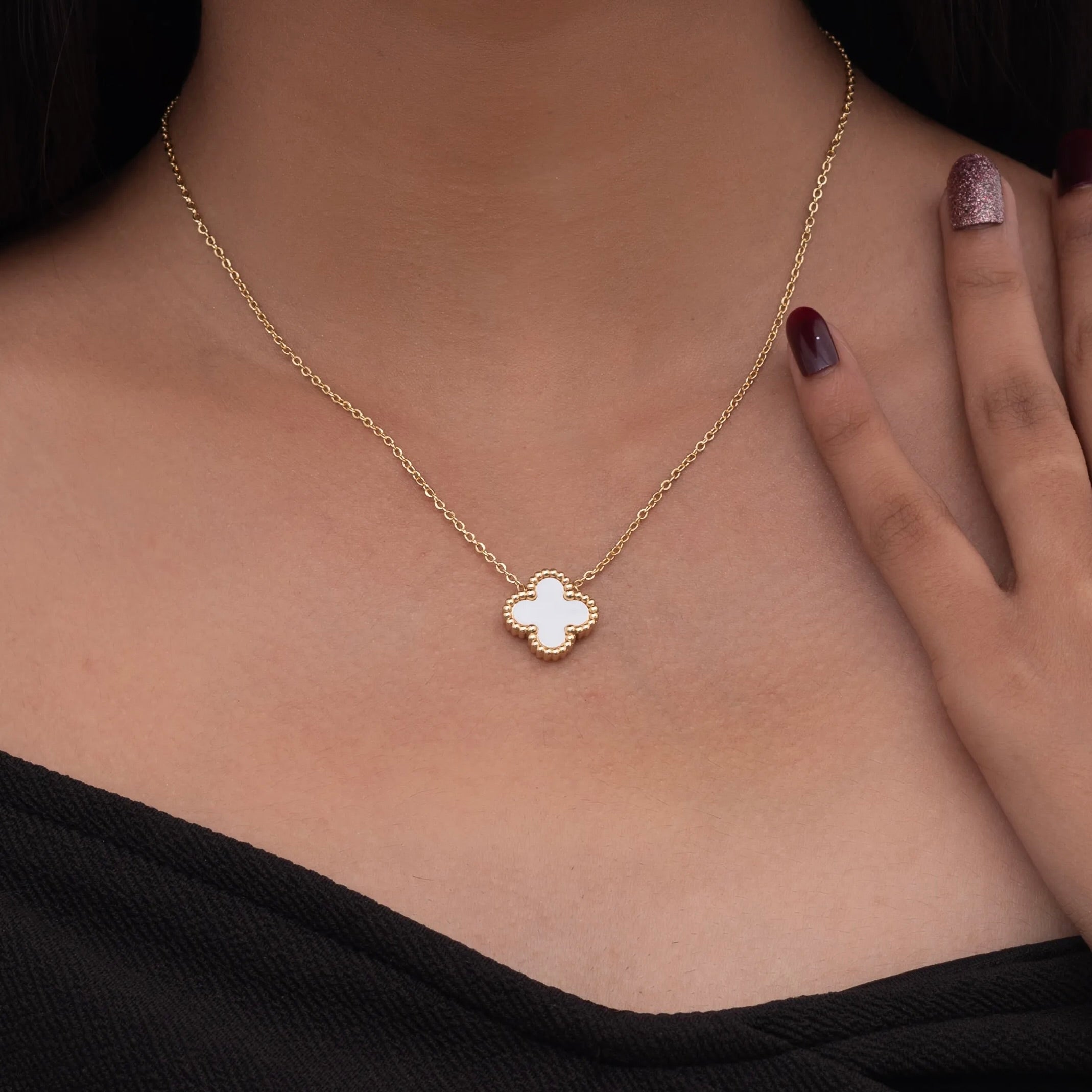 Single white Clover Necklace