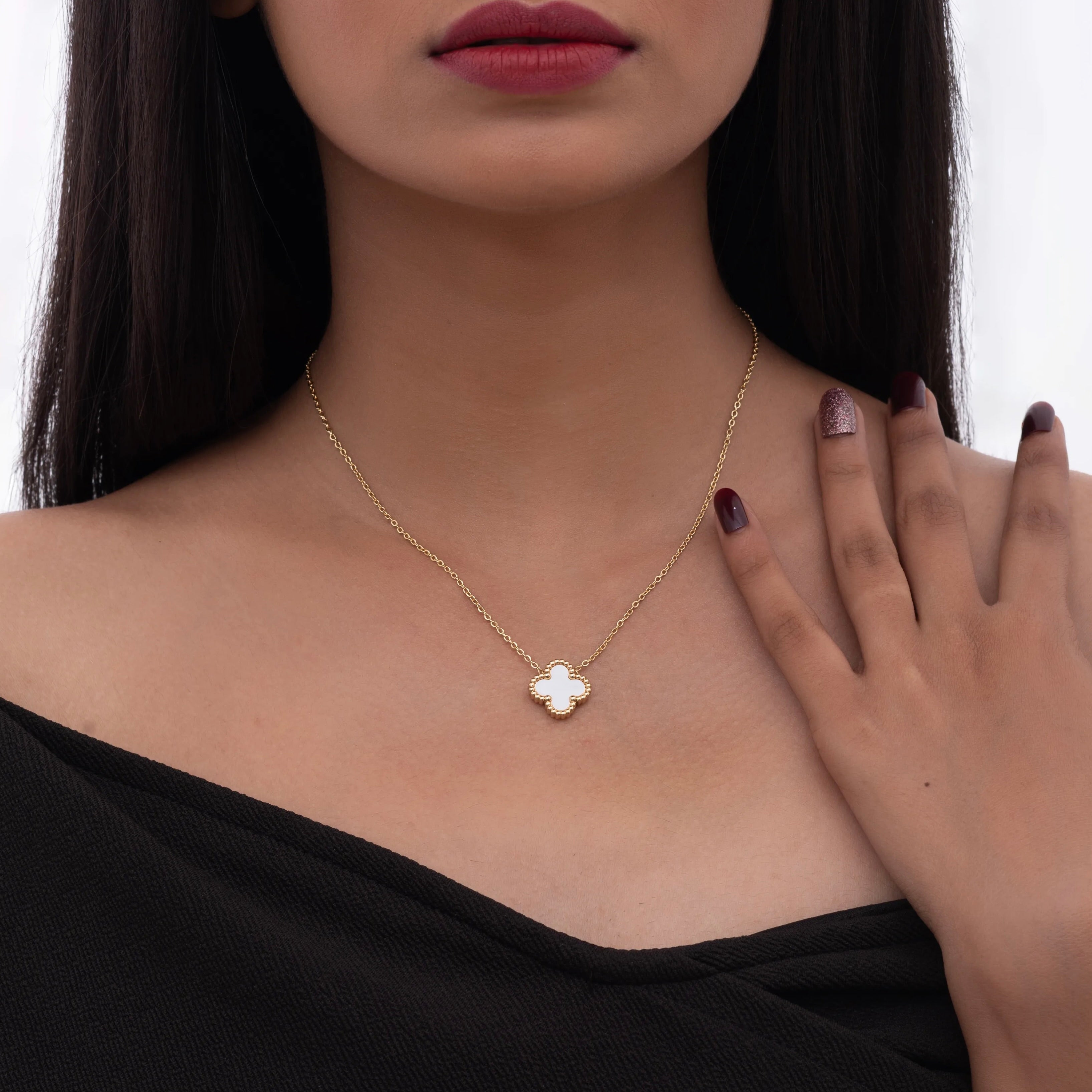 Single white Clover Necklace
