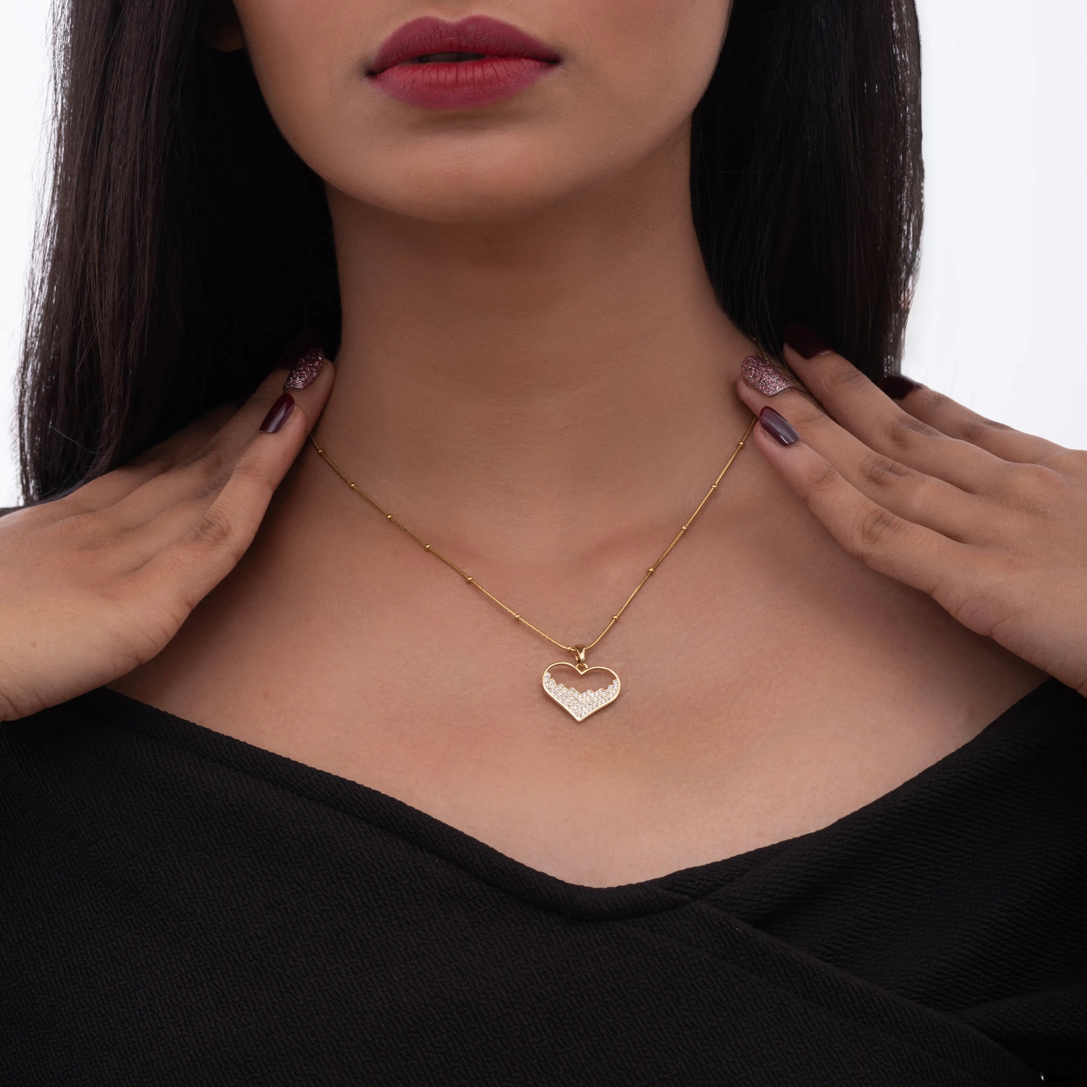 Half-Stone Heart Necklace