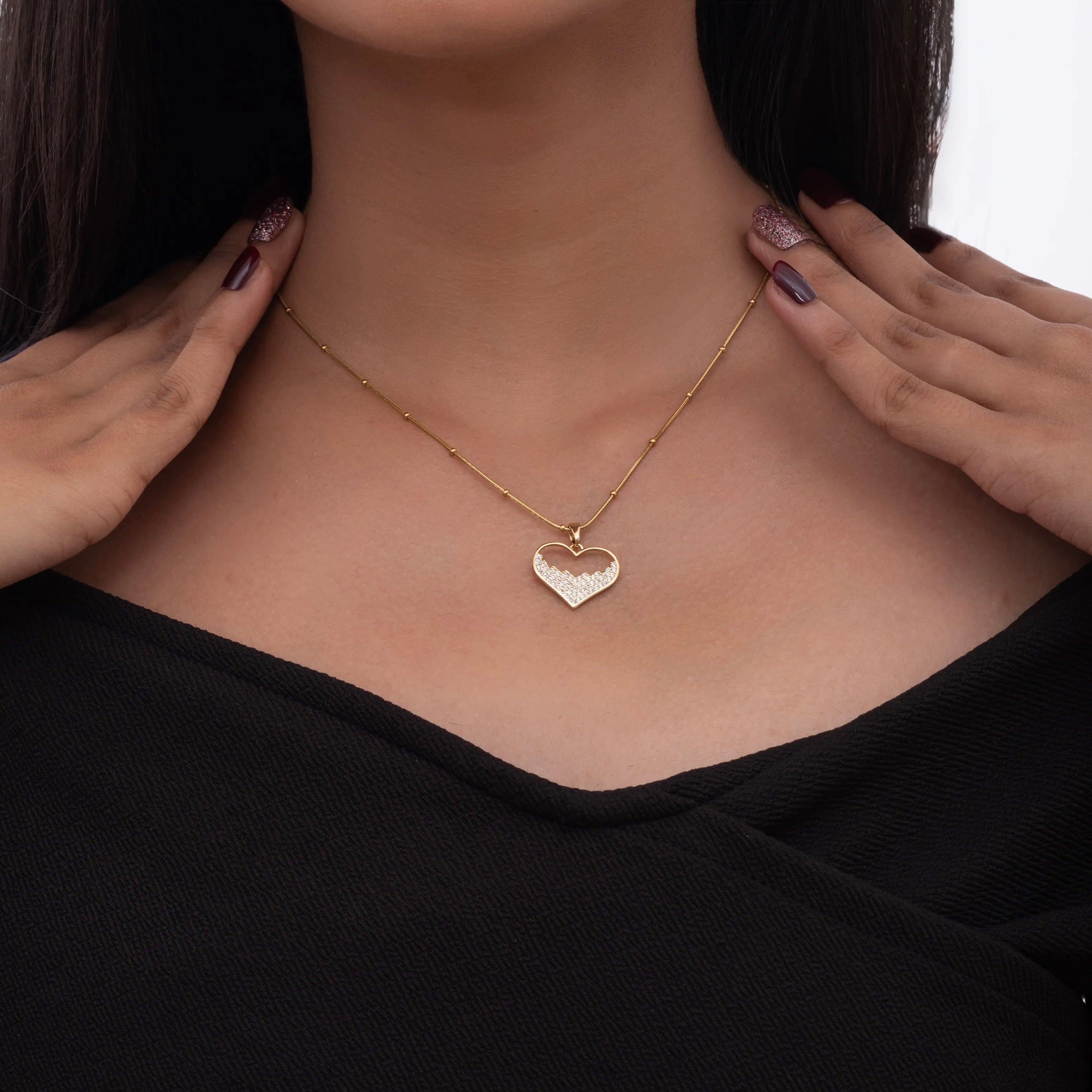 Half-Stone Heart Necklace