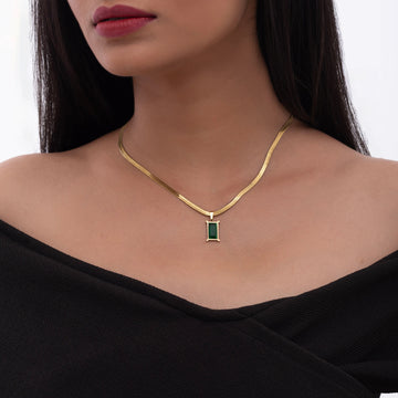 Snake Chain with Emerald Charm