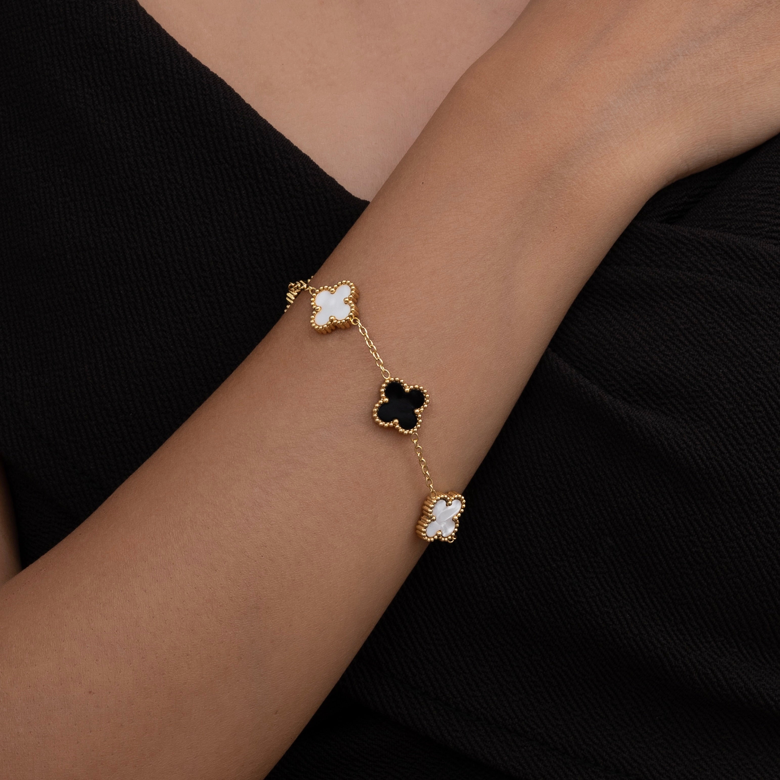 White & Gold Clover Bracelet