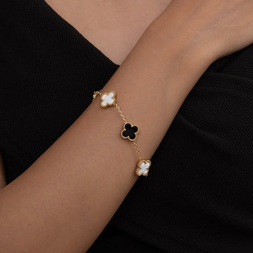 White & Gold Clover Bracelet