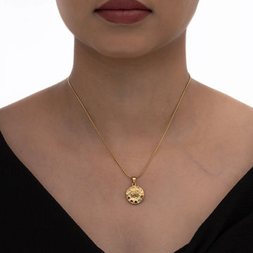 Engraved Evil Eye Pendant Necklace