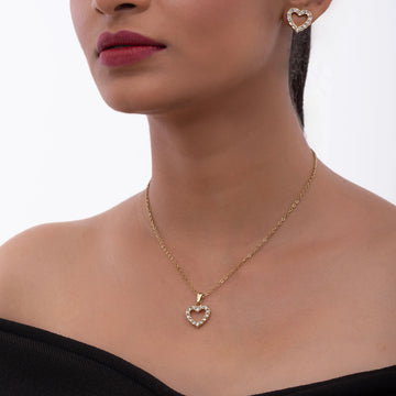 Golden Studded Heart Jewelry Gift Set
