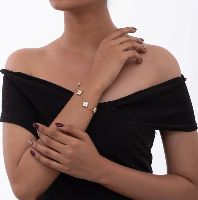 White Clover Stud Bracelet