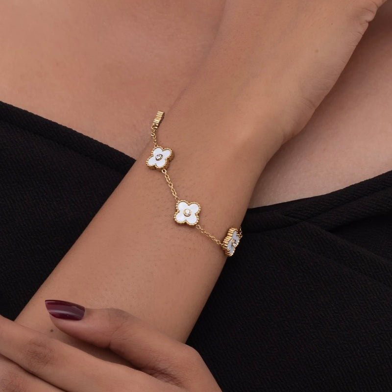 White Clover Stud Bracelet
