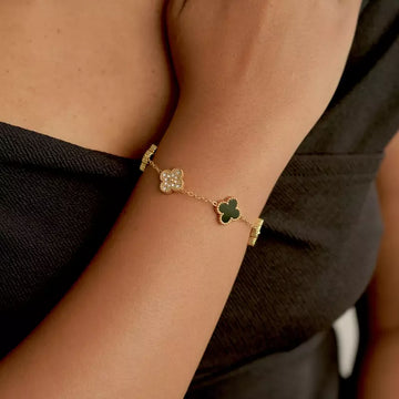 Black & Crystal Clover Bracelet