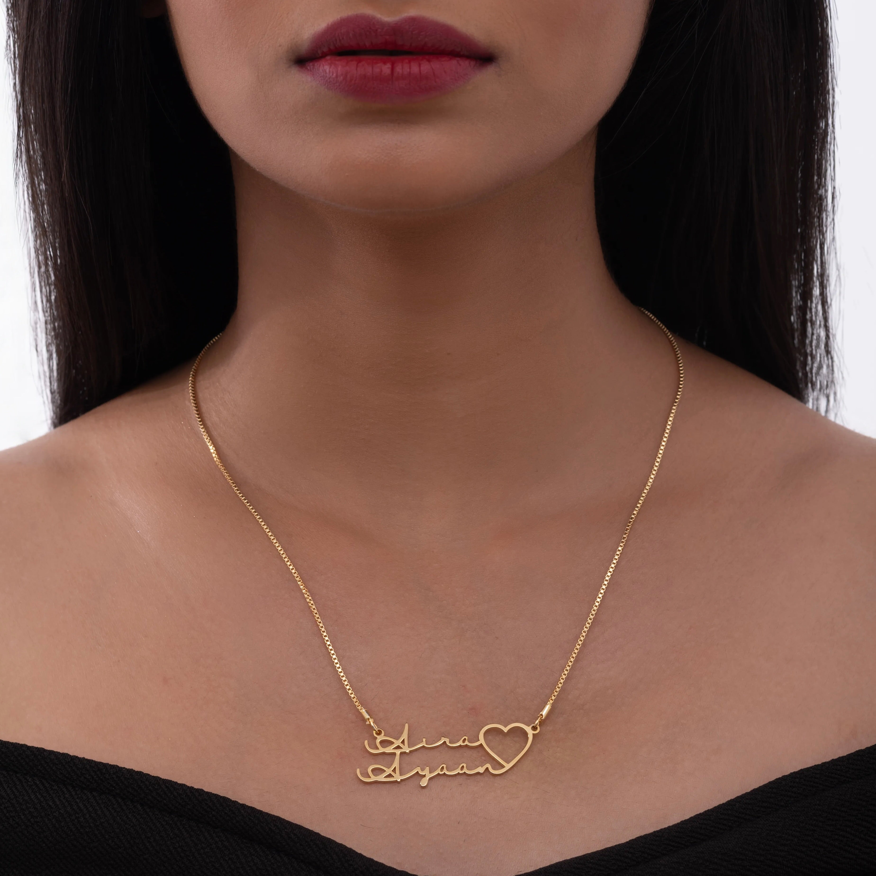 Personalized Double Name Heart necklace