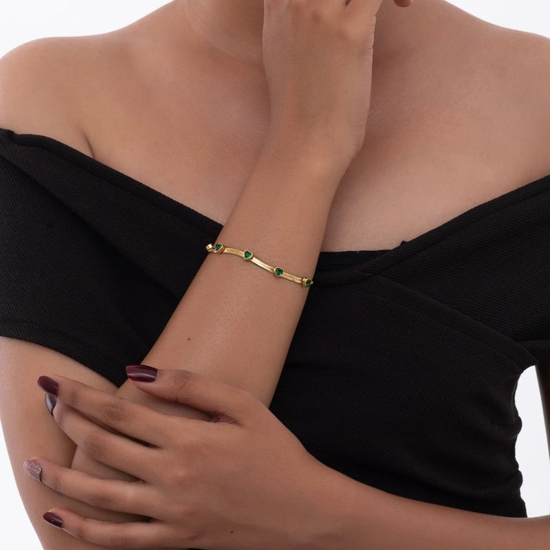 Emerald Heart Snake Bracelet