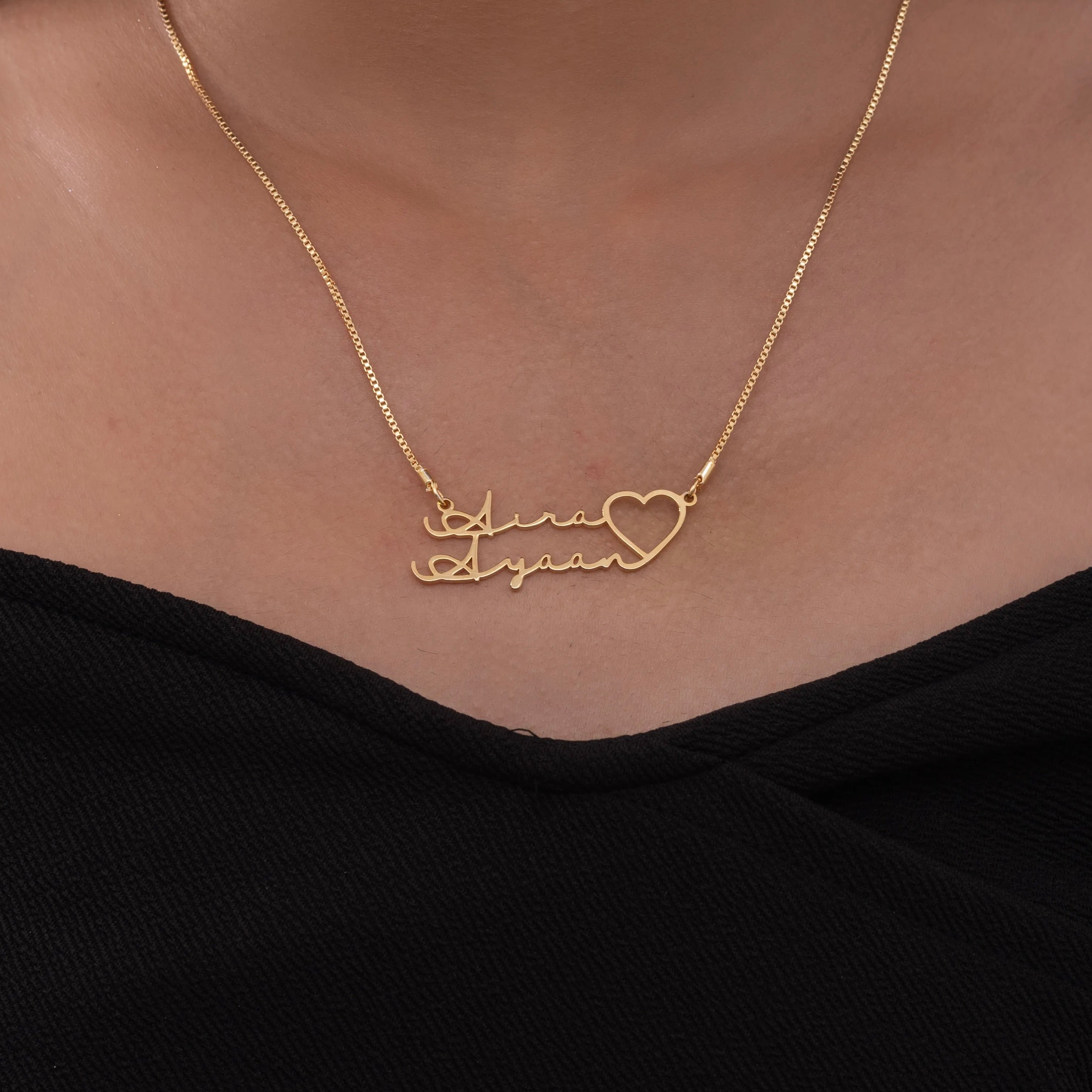 Personalized Double Name Heart necklace