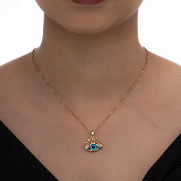 Multi Stone Evil Eye Necklace