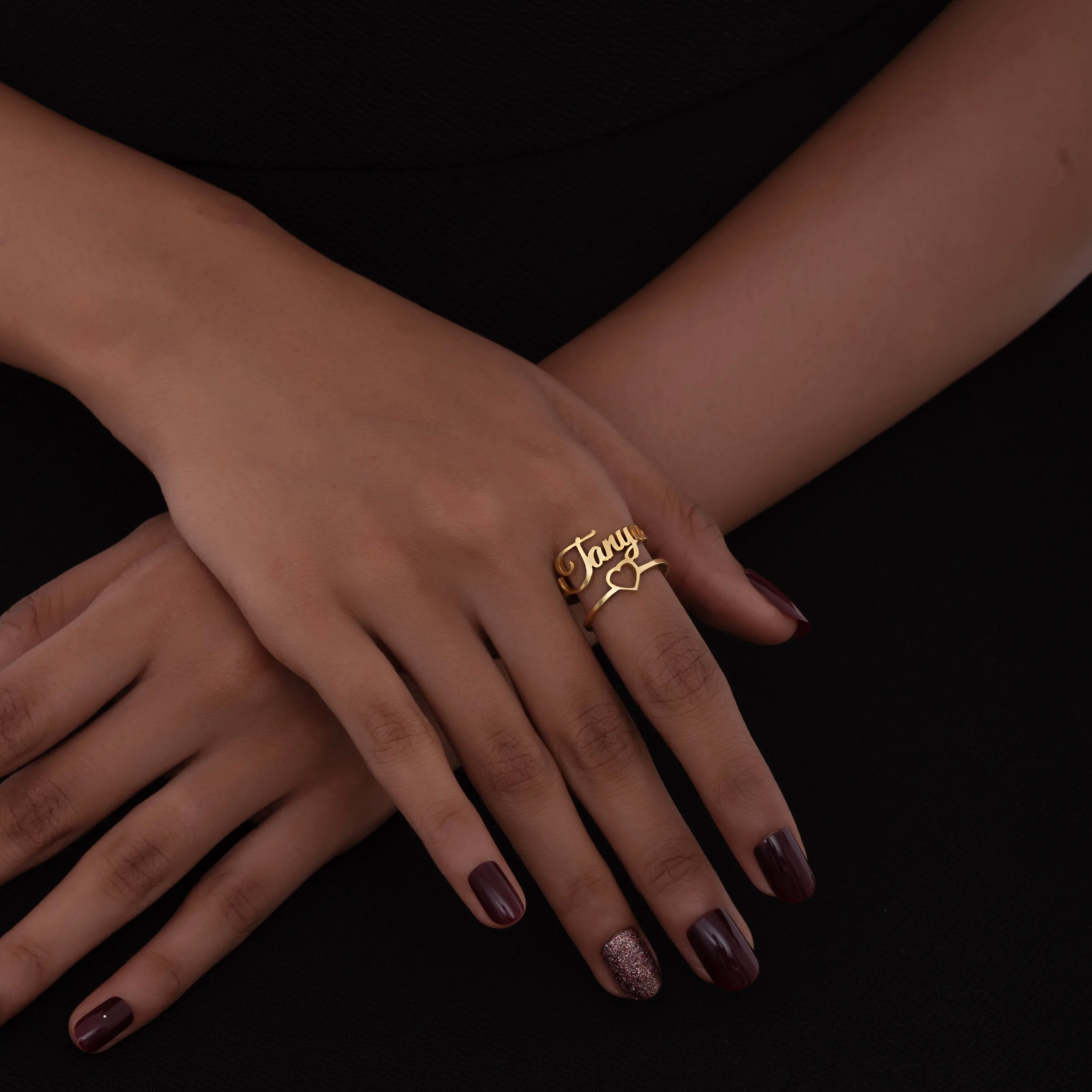 Personalized Halo Heart Ring