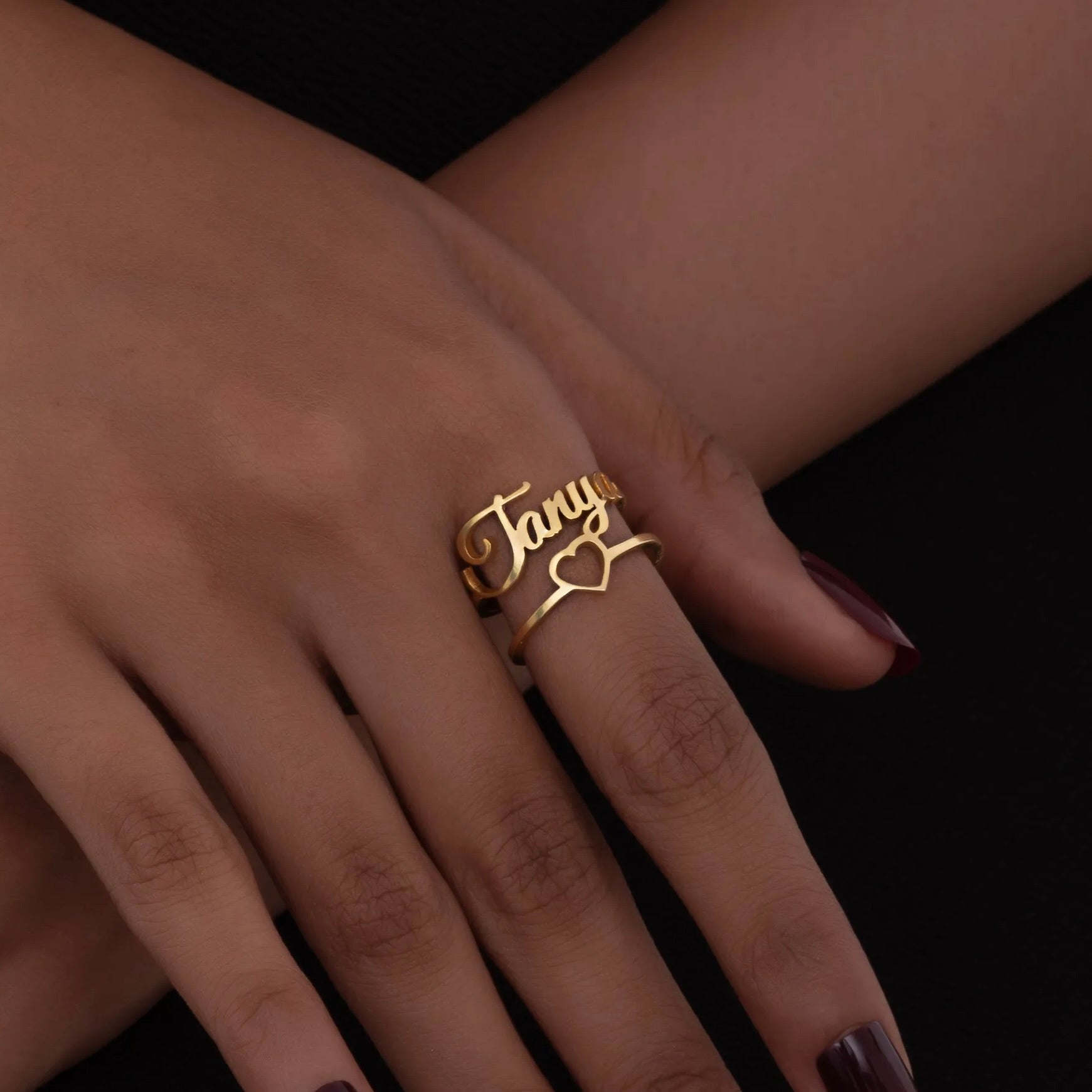 Personalized Halo Heart Ring