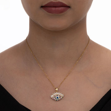 Shimmery Evil Eye Pendant Necklace