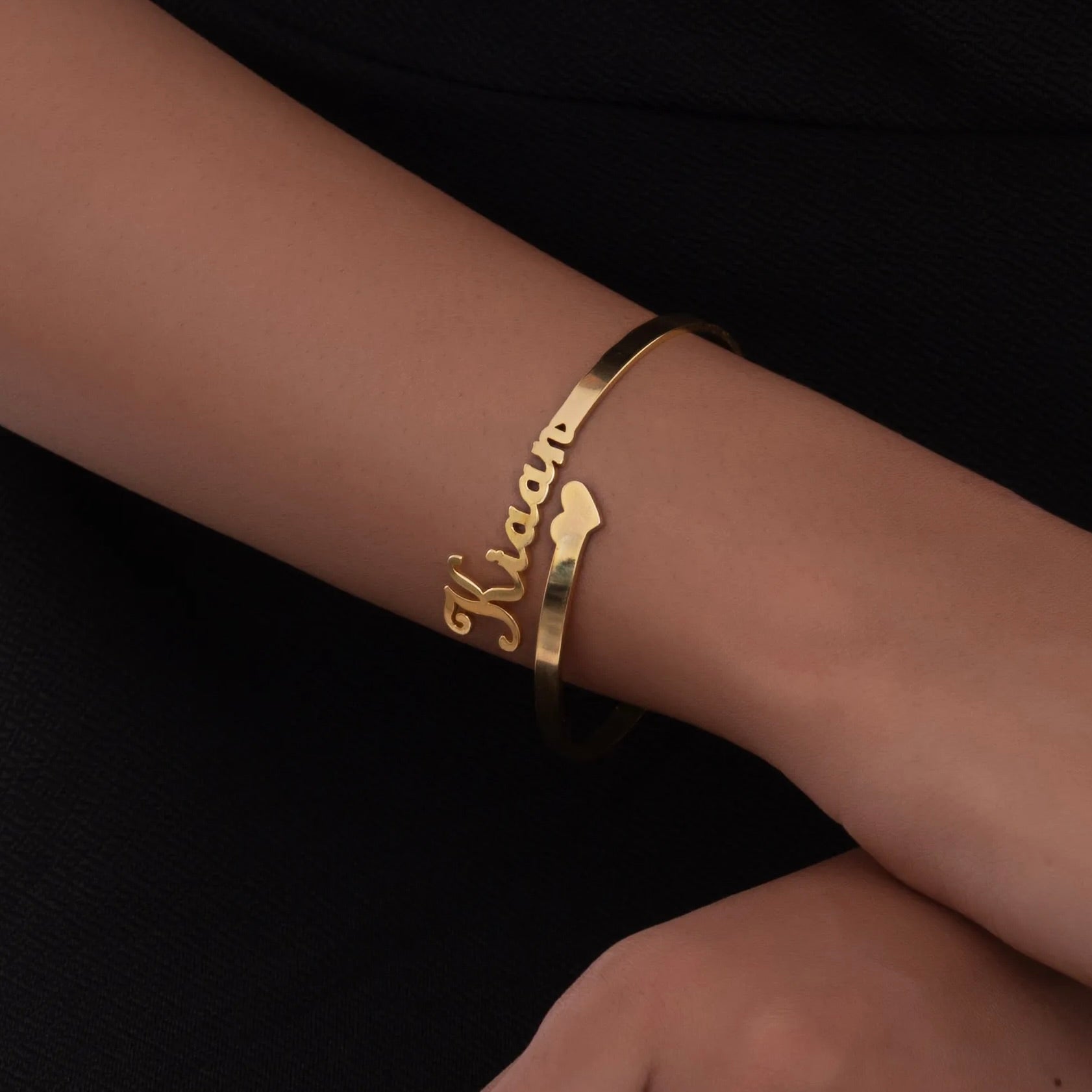 Personalized single name heart Cuff