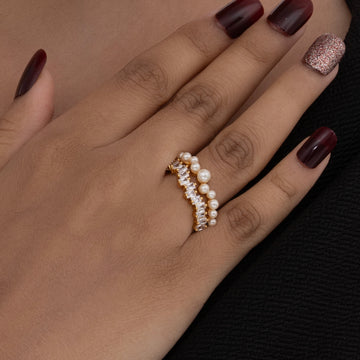 Pearl Crystal Duo Ring