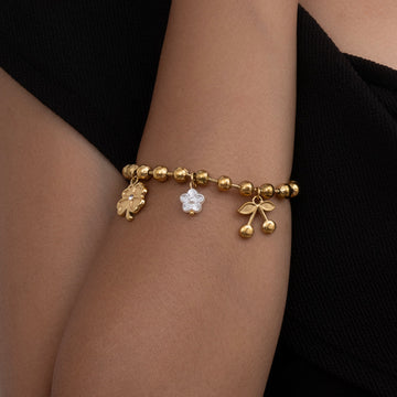 Flower & Cherry Golden Bracelet
