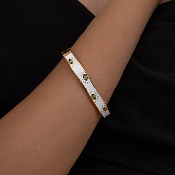 White Aura Evil Eye Bangle