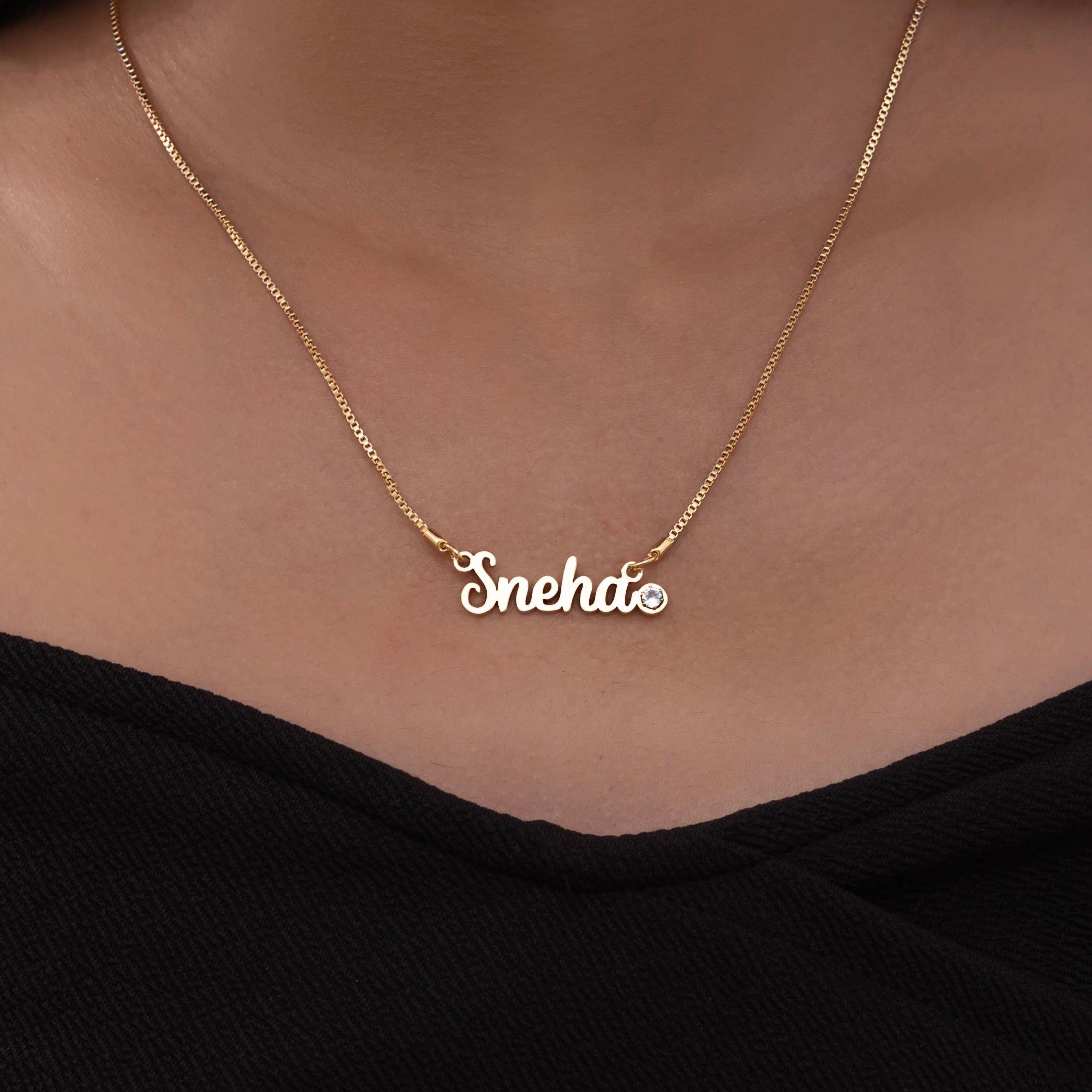 Personalized single name crystal necklace